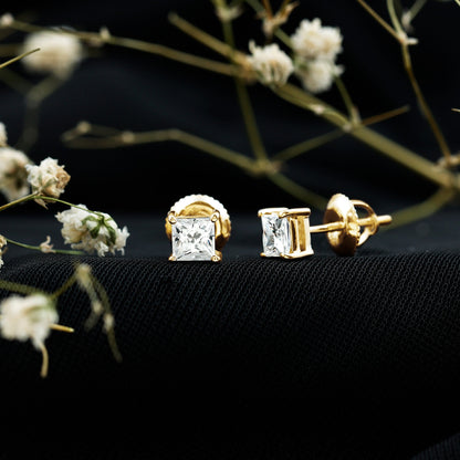 Certified Lab Created Diamond Square Earrings