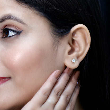 Certified Lab Created Diamond Square Earrings