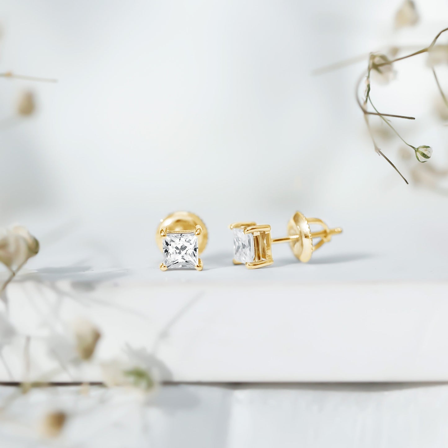 Certified Lab Created Diamond Square Earrings