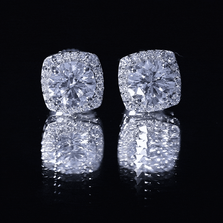 Certified Round Cut Lab Grown Diamond Halo Stud Earrings For Her