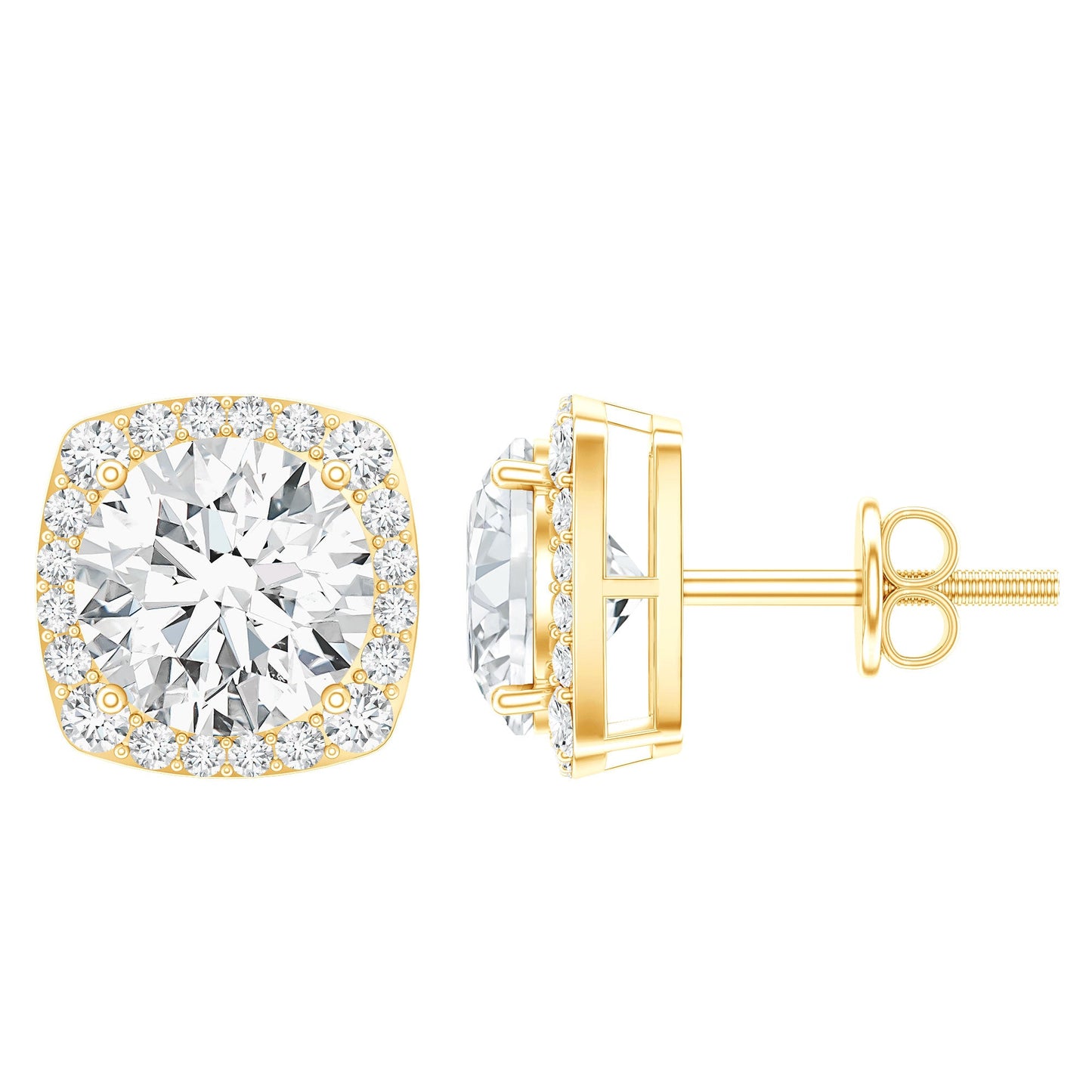 Certified Round Cut Lab Grown Diamond Halo Stud Earrings For Her