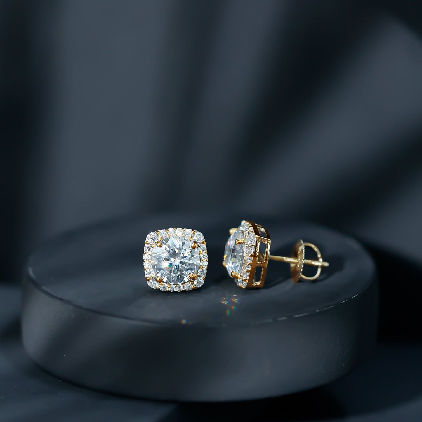 Certified Round Cut Lab Grown Diamond Halo Stud Earrings For Her