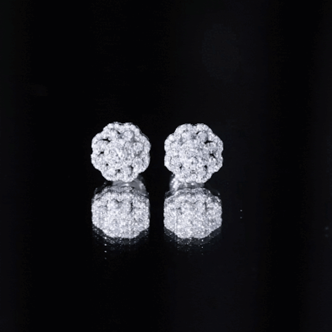 Certified Lab Grown Diamond Flower Bridal Stud Earrings