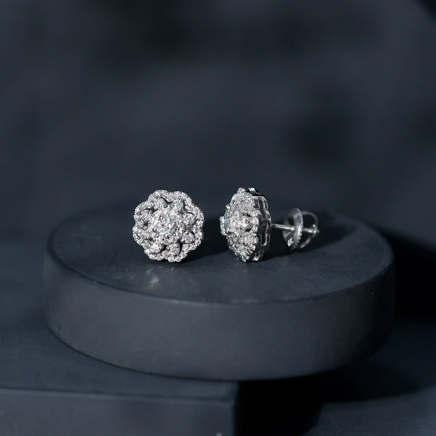 Certified Lab Grown Diamond Flower Bridal Stud Earrings