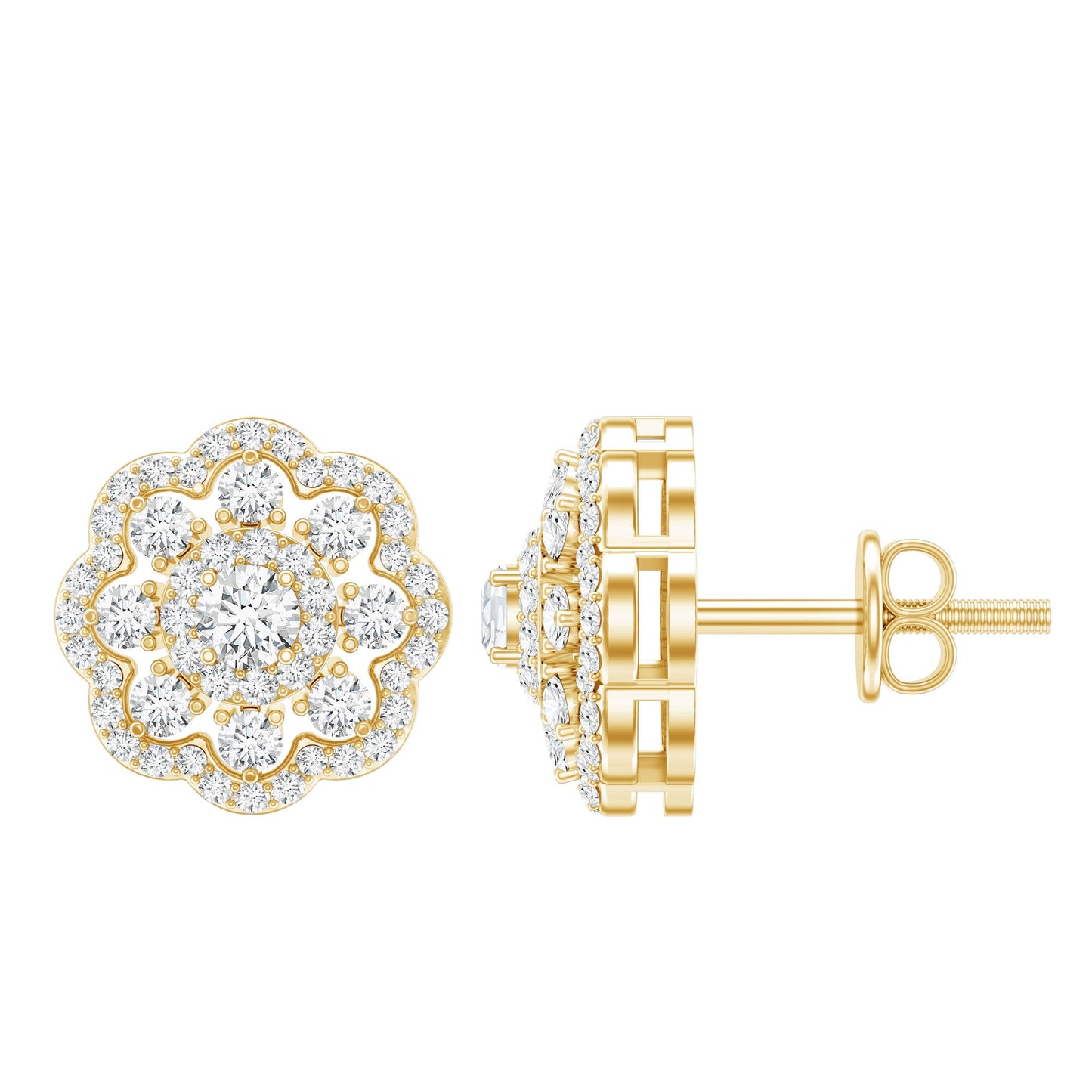 Certified Lab Grown Diamond Flower Bridal Stud Earrings