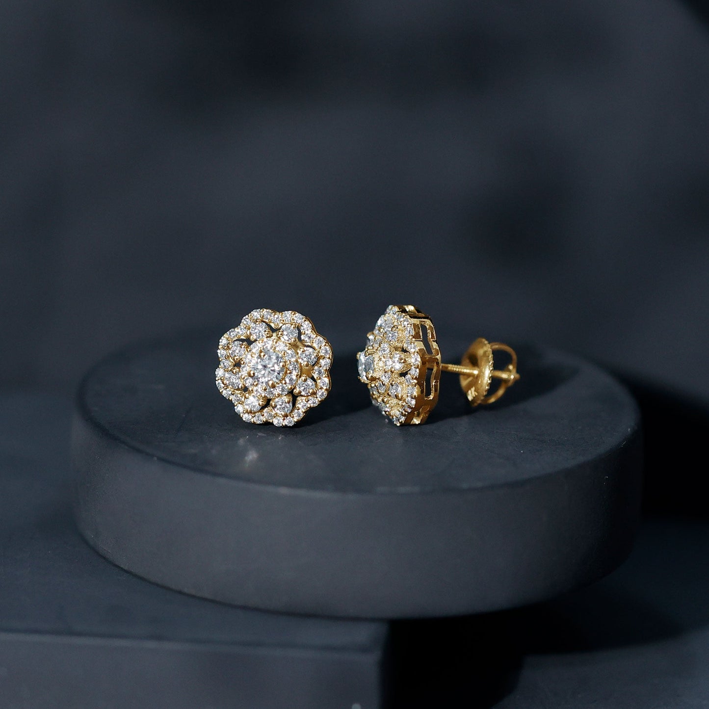 Certified Lab Grown Diamond Flower Bridal Stud Earrings