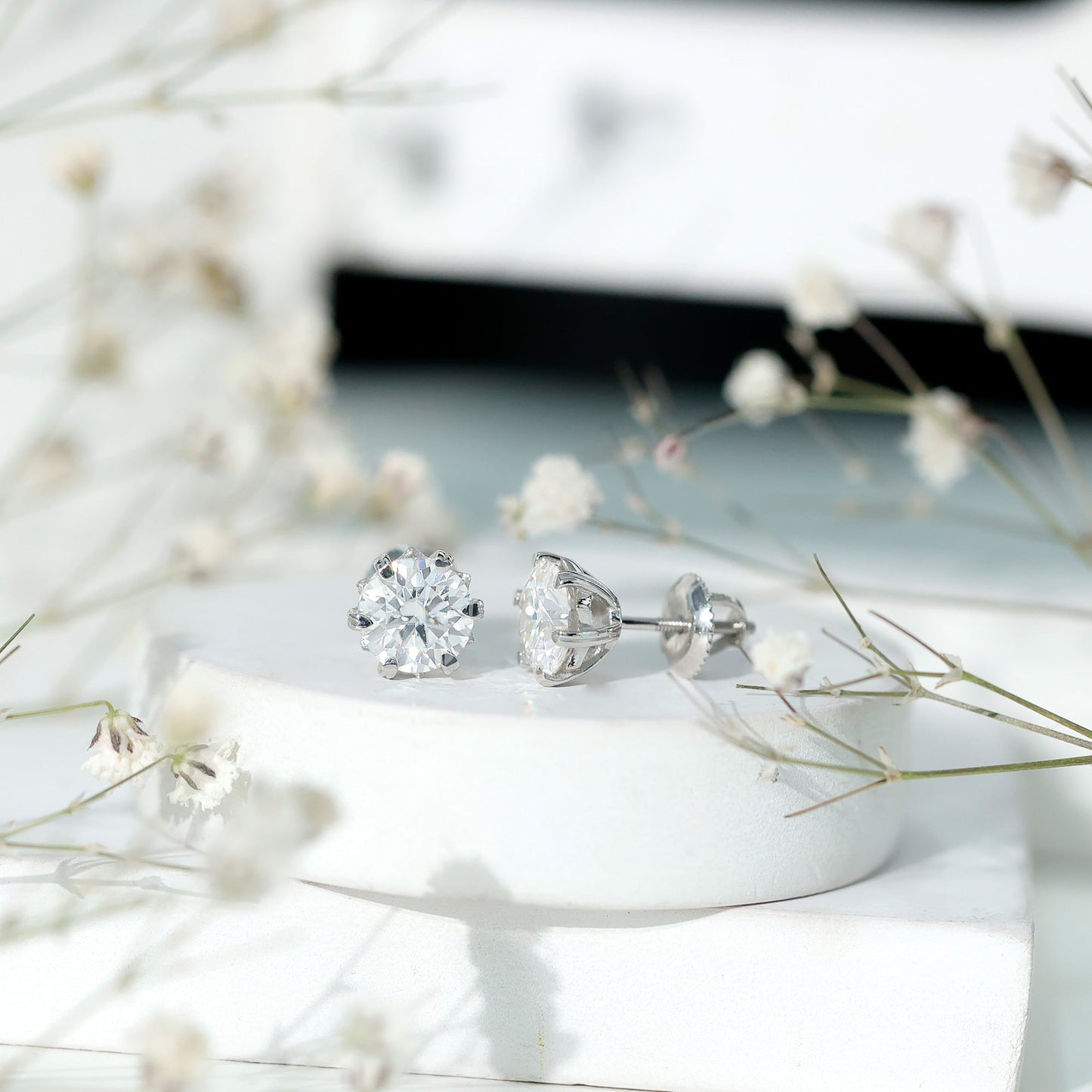 Certified 2.5 Carat Lab Created Diamond Solitaire Stud Earrings