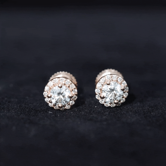 0.64 CTW Lab Grown Diamond Halo Stud Earrings (4mm, Screw Back)