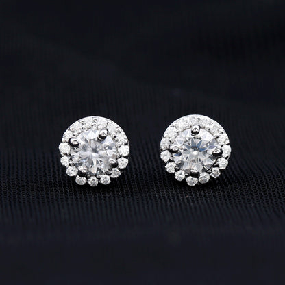 0.64 CTW Lab Grown Diamond Halo Stud Earrings (4mm, Screw Back)