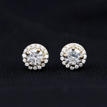 0.64 CTW Lab Grown Diamond Halo Stud Earrings (4mm, Screw Back)