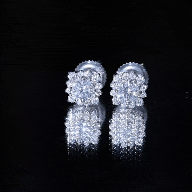Certified Brilliant Cut Diamond Halo Stud Earrings