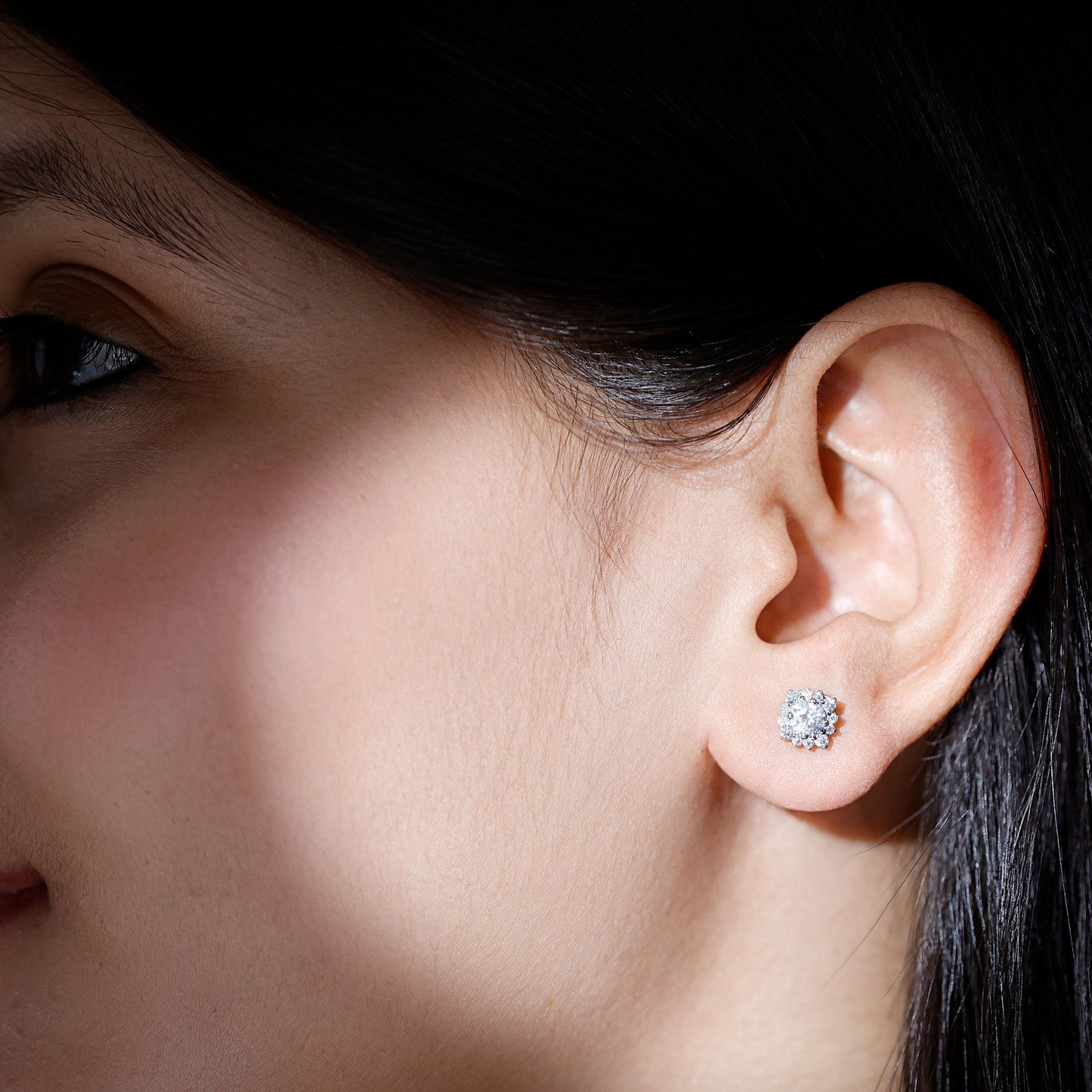Certified Brilliant Cut Diamond Halo Stud Earrings