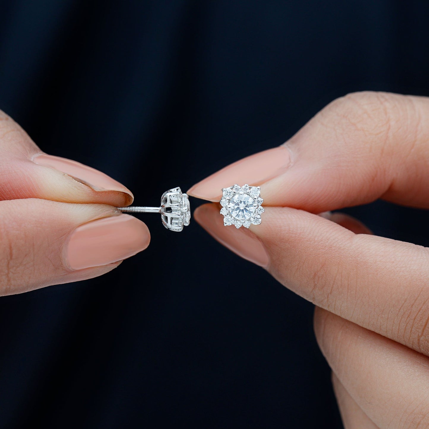 Certified Brilliant Cut Diamond Halo Stud Earrings