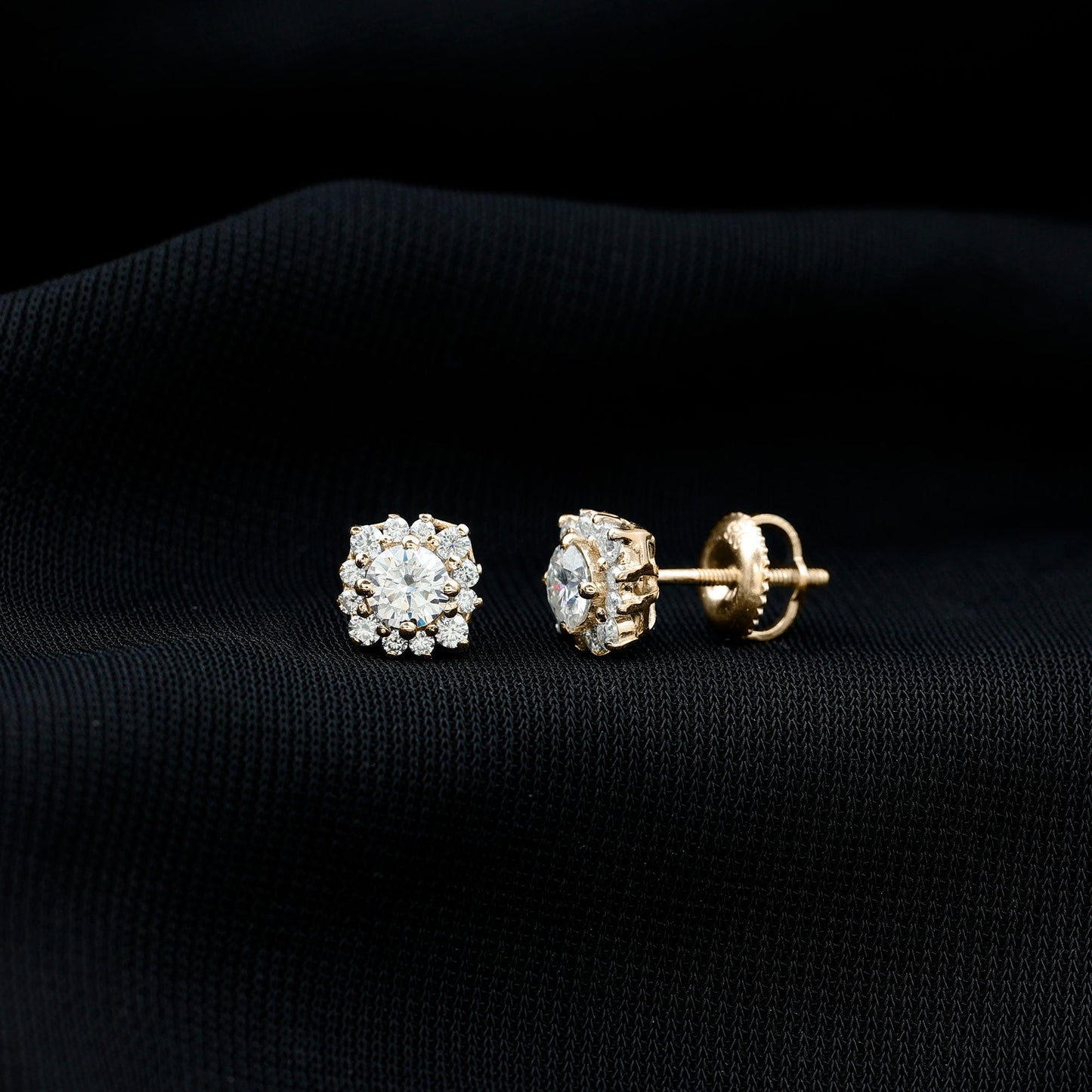 Certified Brilliant Cut Diamond Halo Stud Earrings