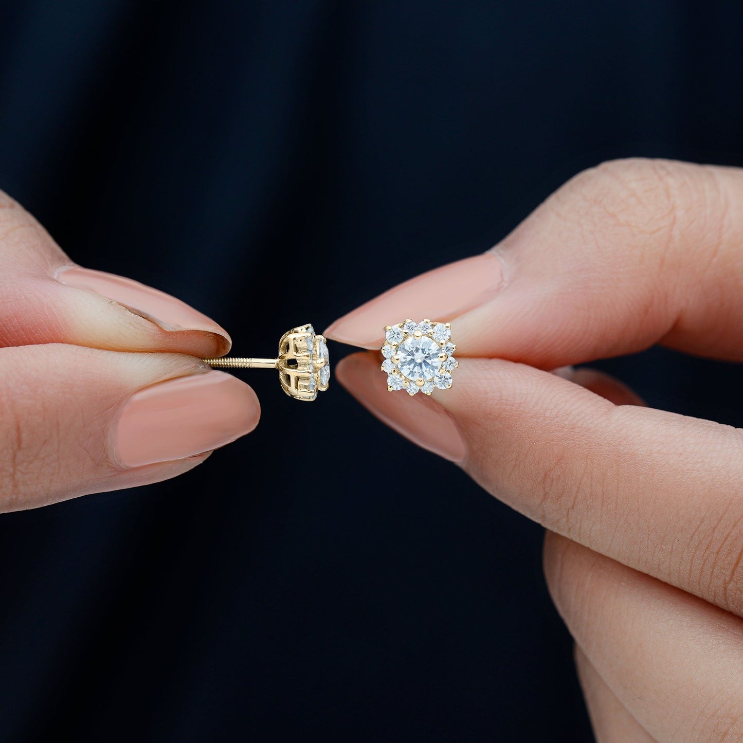 Certified Brilliant Cut Diamond Halo Stud Earrings