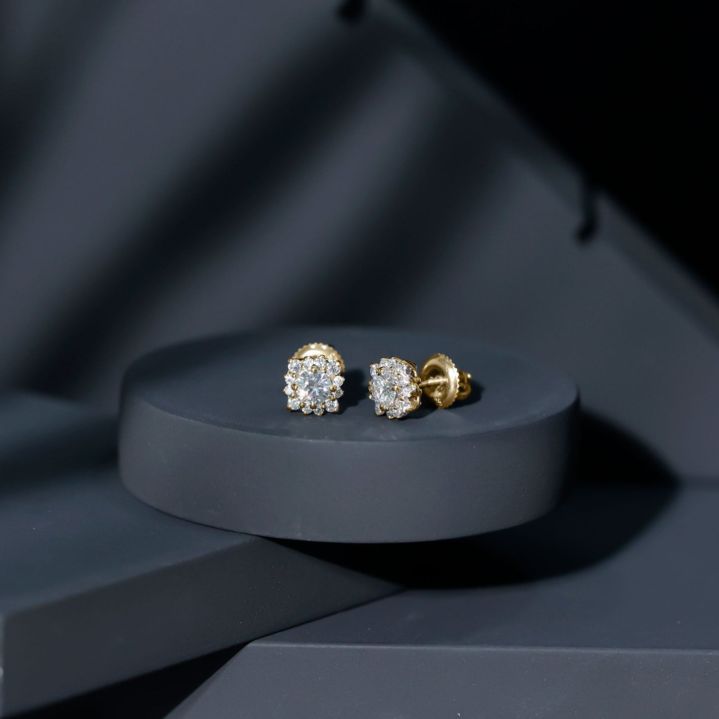 Certified Brilliant Cut Diamond Halo Stud Earrings
