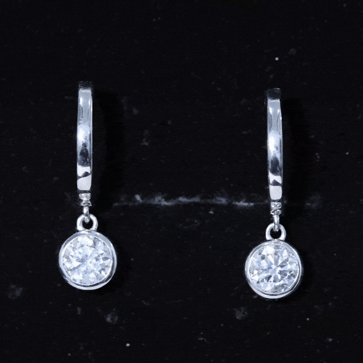 Bezel Set Lab Grown Diamond Drop Earrings for Women