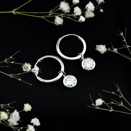 Bezel Set Lab Grown Diamond Drop Earrings for Women