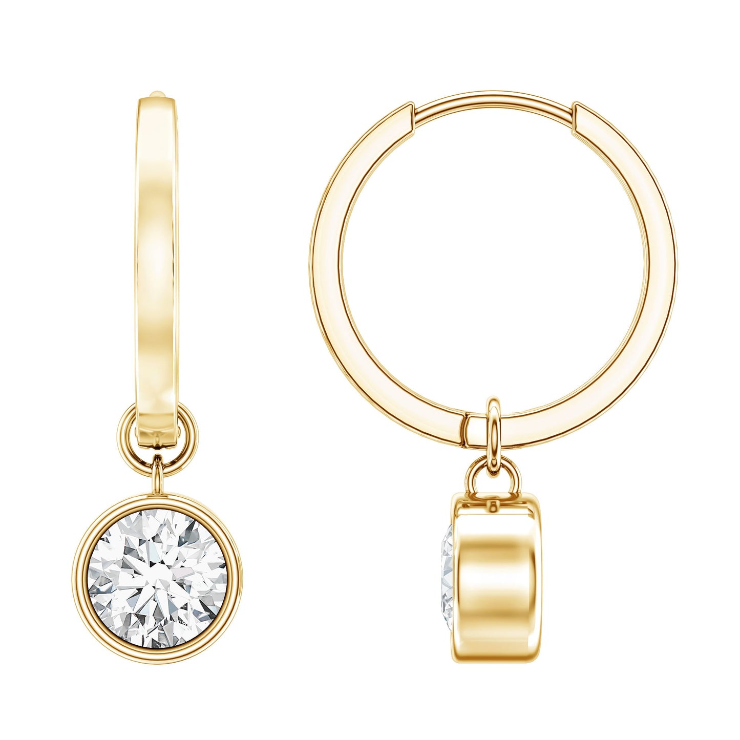Bezel Set Lab Grown Diamond Drop Earrings for Women