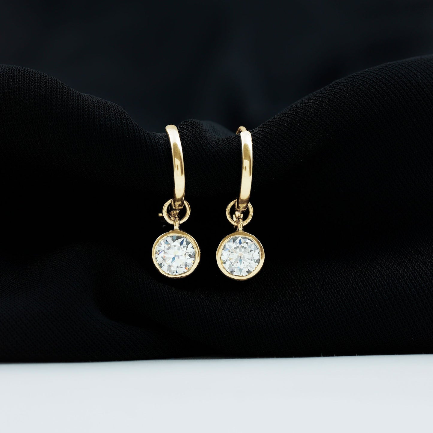 Bezel Set Lab Grown Diamond Drop Earrings for Women