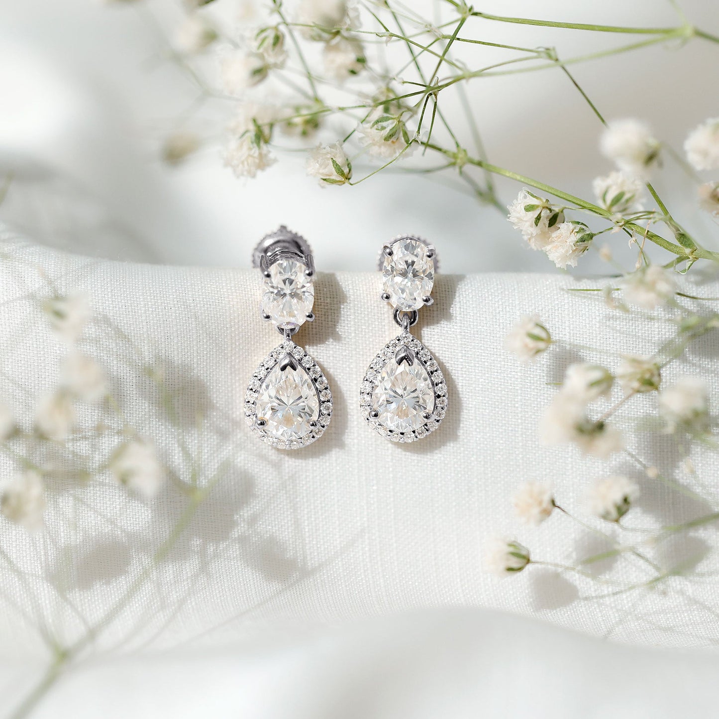 Dangling Lab Grown Diamond Bridal Earrings