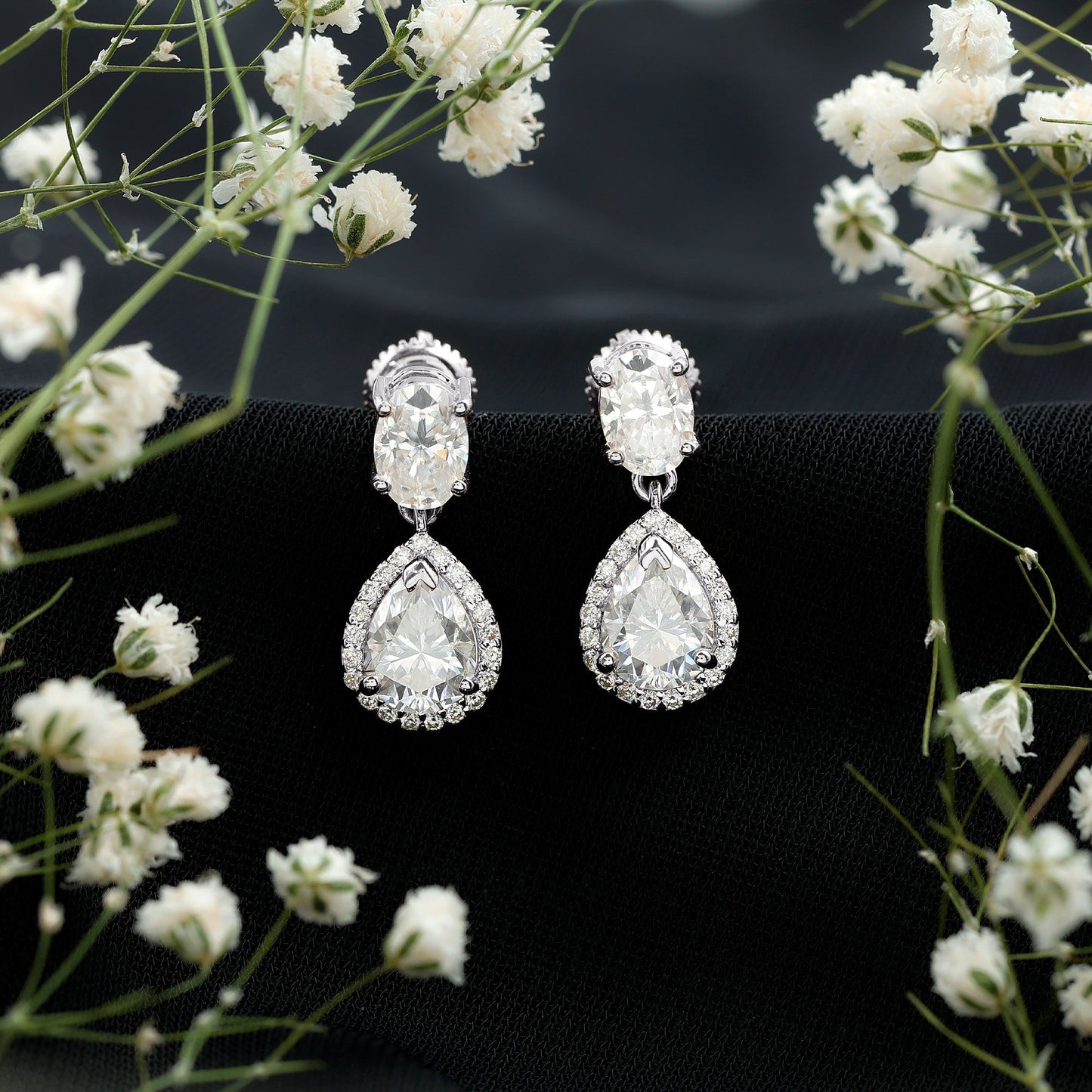 Dangling Lab Grown Diamond Bridal Earrings