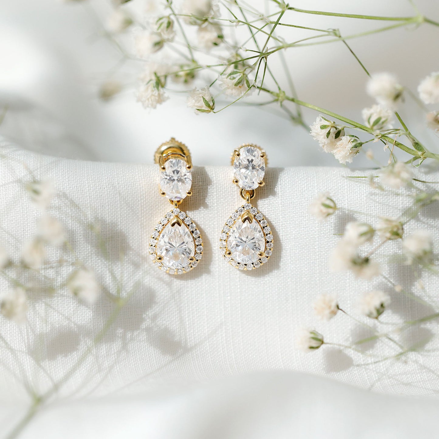 Dangling Lab Grown Diamond Bridal Earrings