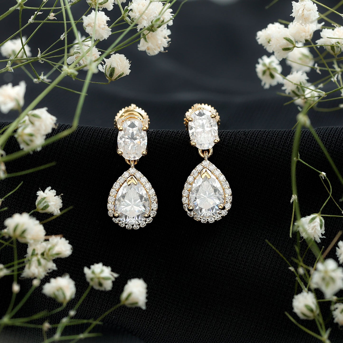 Dangling Lab Grown Diamond Bridal Earrings