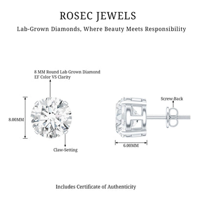 Prong Set Lab Created Diamond Solitaire Stud Earrings
