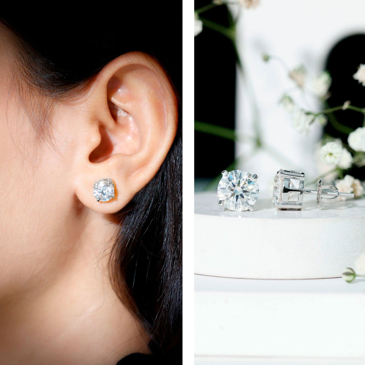 Prong Set Lab Created Diamond Solitaire Stud Earrings