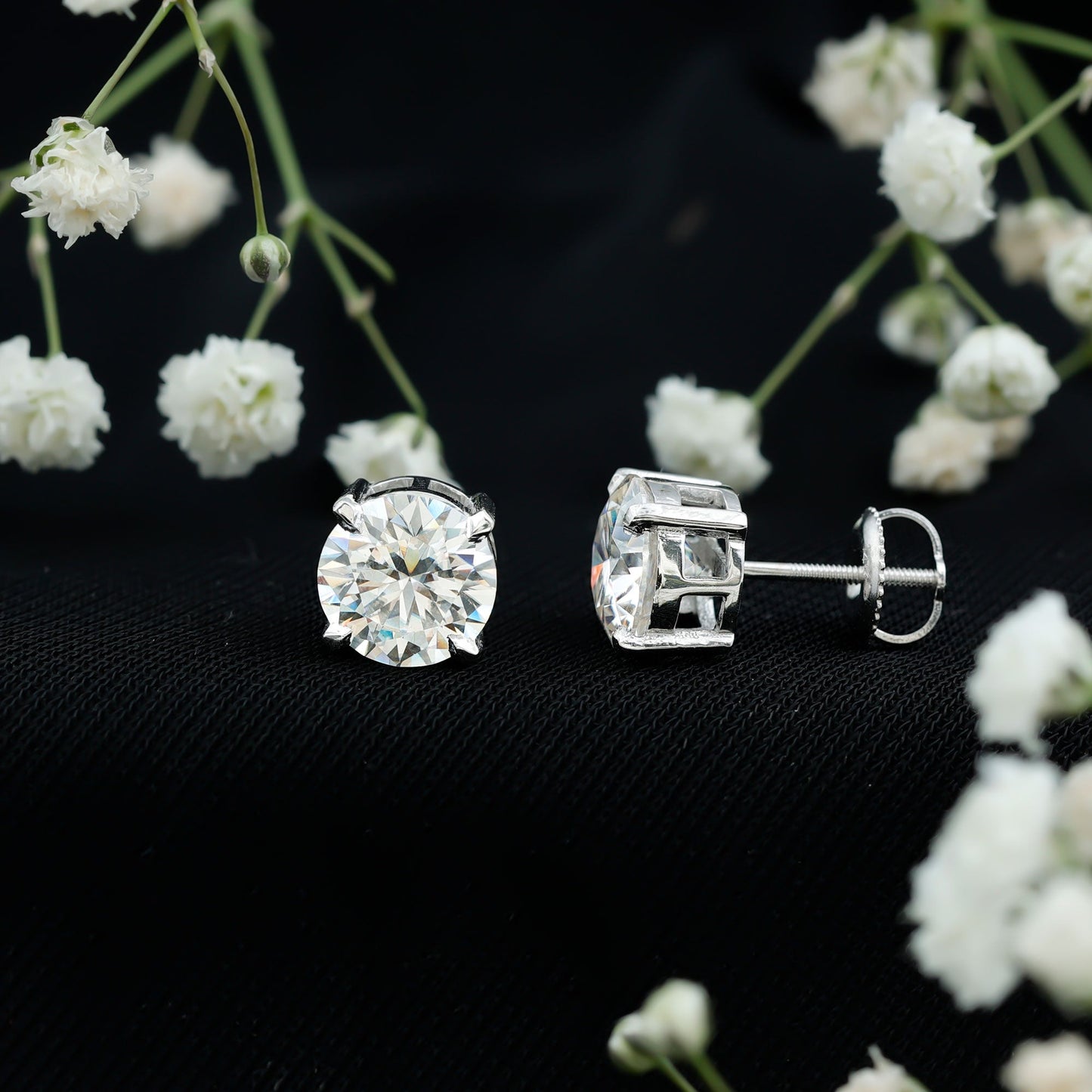Prong Set Lab Created Diamond Solitaire Stud Earrings