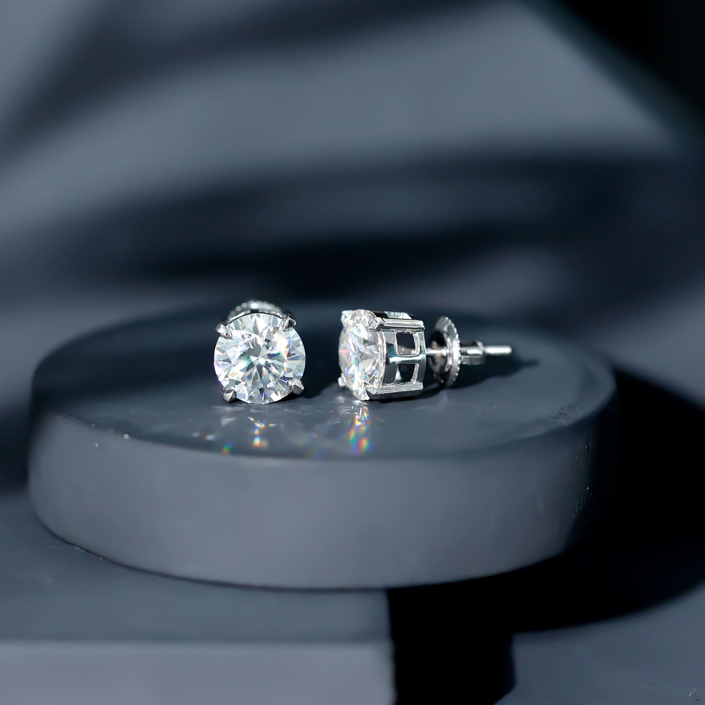 Prong Set Lab Created Diamond Solitaire Stud Earrings