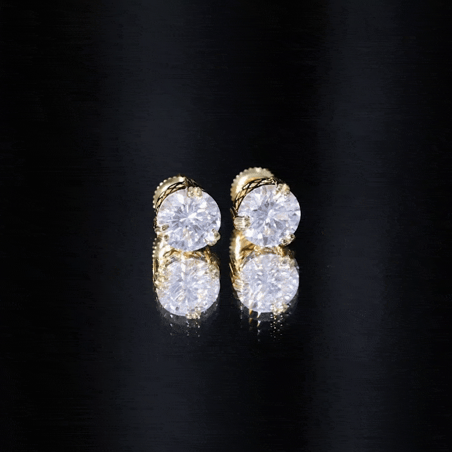 Certified 4 Carat Round Diamond Studs with Screw Back