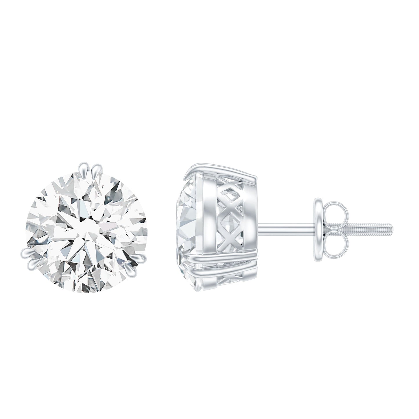 Certified 4 Carat Round Diamond Studs with Screw Back