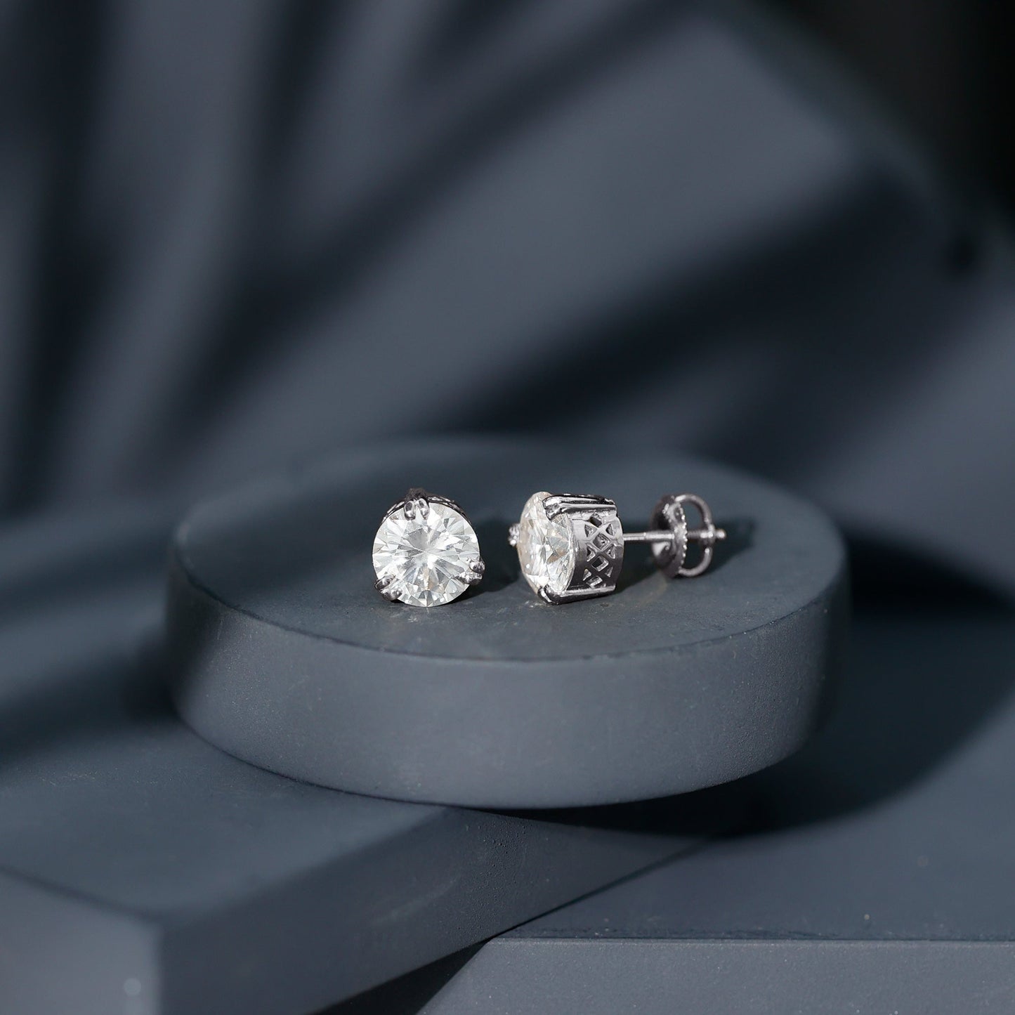 Certified 4 Carat Round Diamond Studs with Screw Back