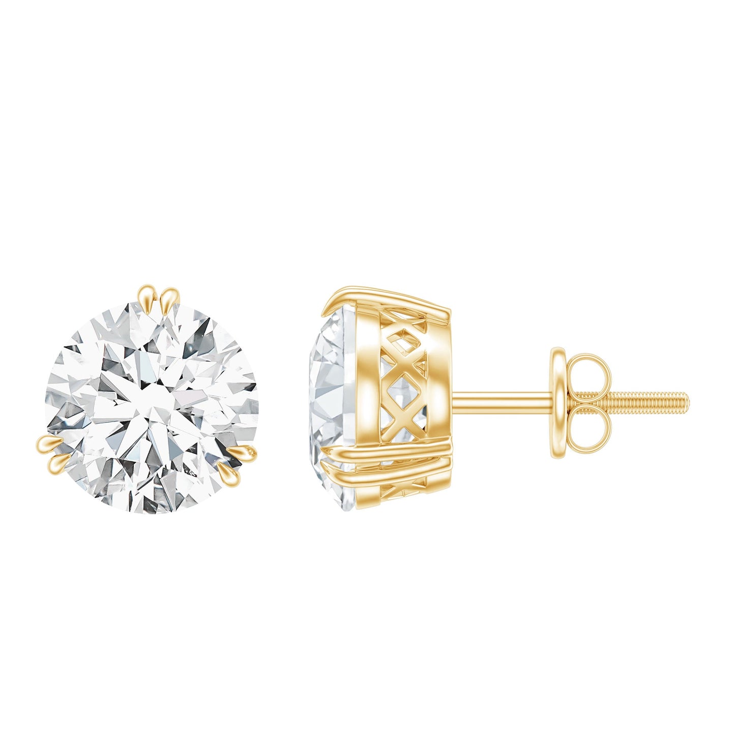 Certified 4 Carat Round Diamond Studs with Screw Back