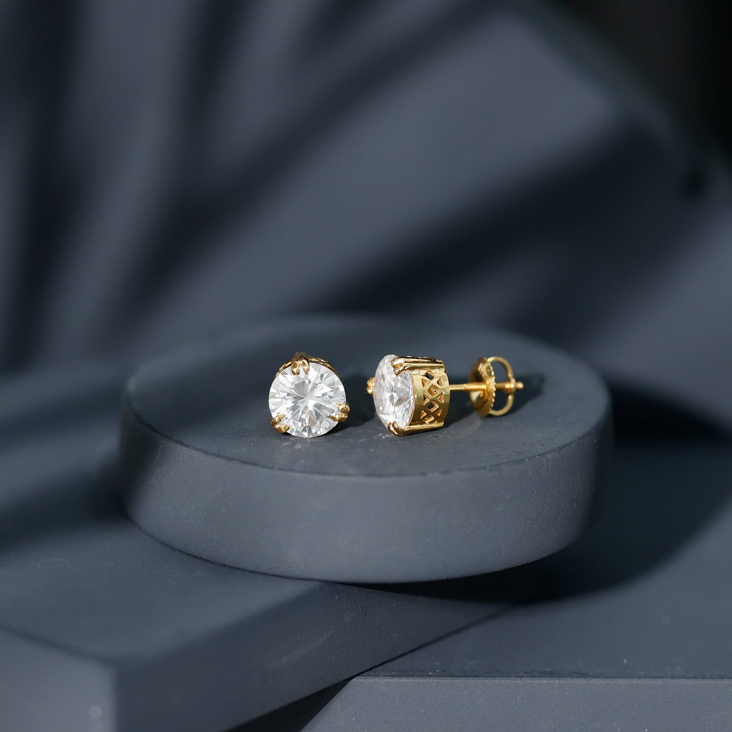 Certified 4 Carat Round Diamond Studs with Screw Back