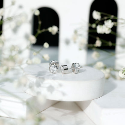 Bezel Set Lab Grown Diamond Solitaire Stud Earrings