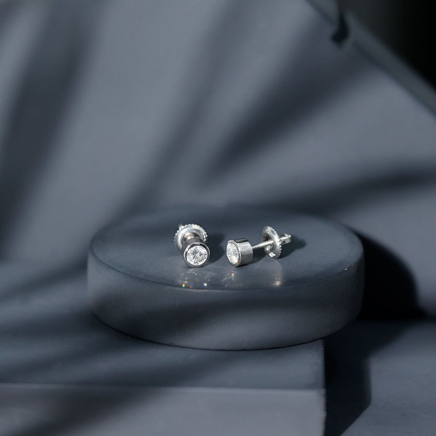 Bezel Set Lab Grown Diamond Solitaire Stud Earrings