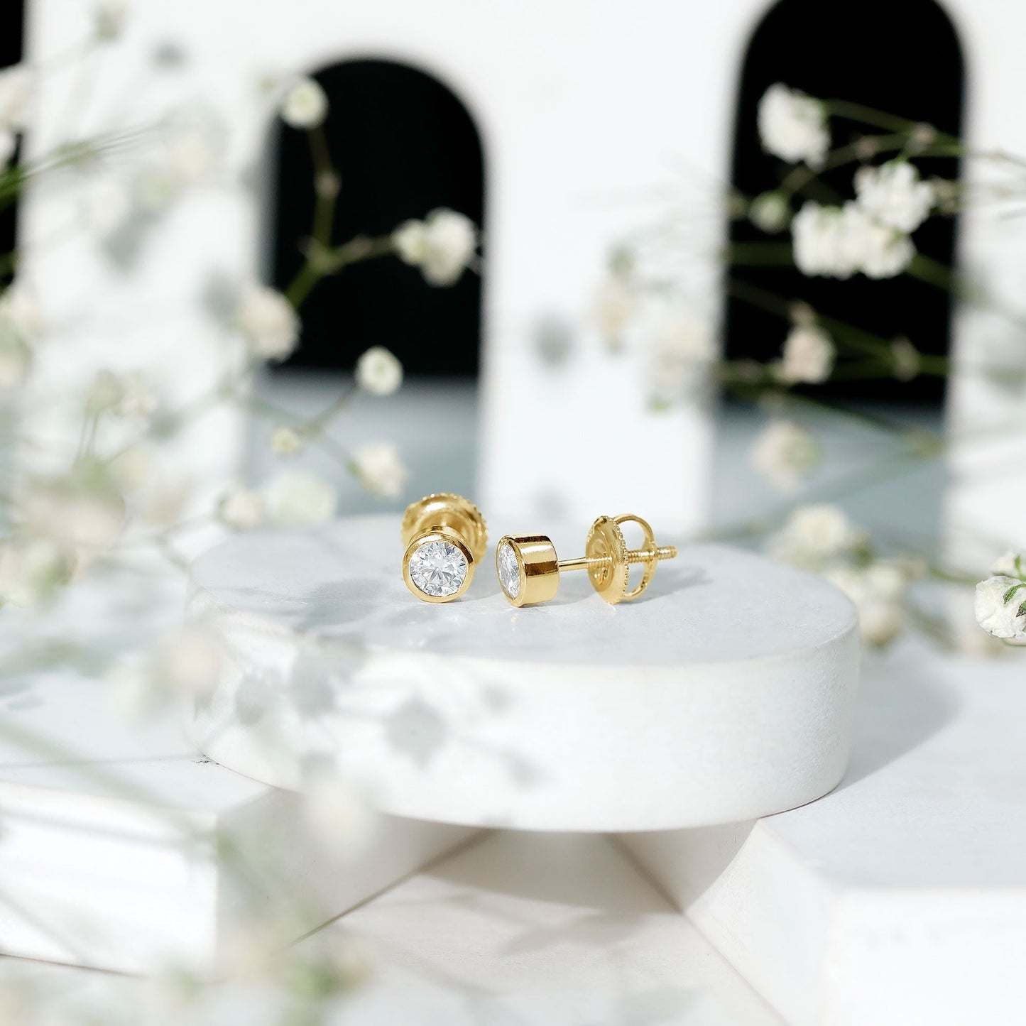 Bezel Set Lab Grown Diamond Solitaire Stud Earrings