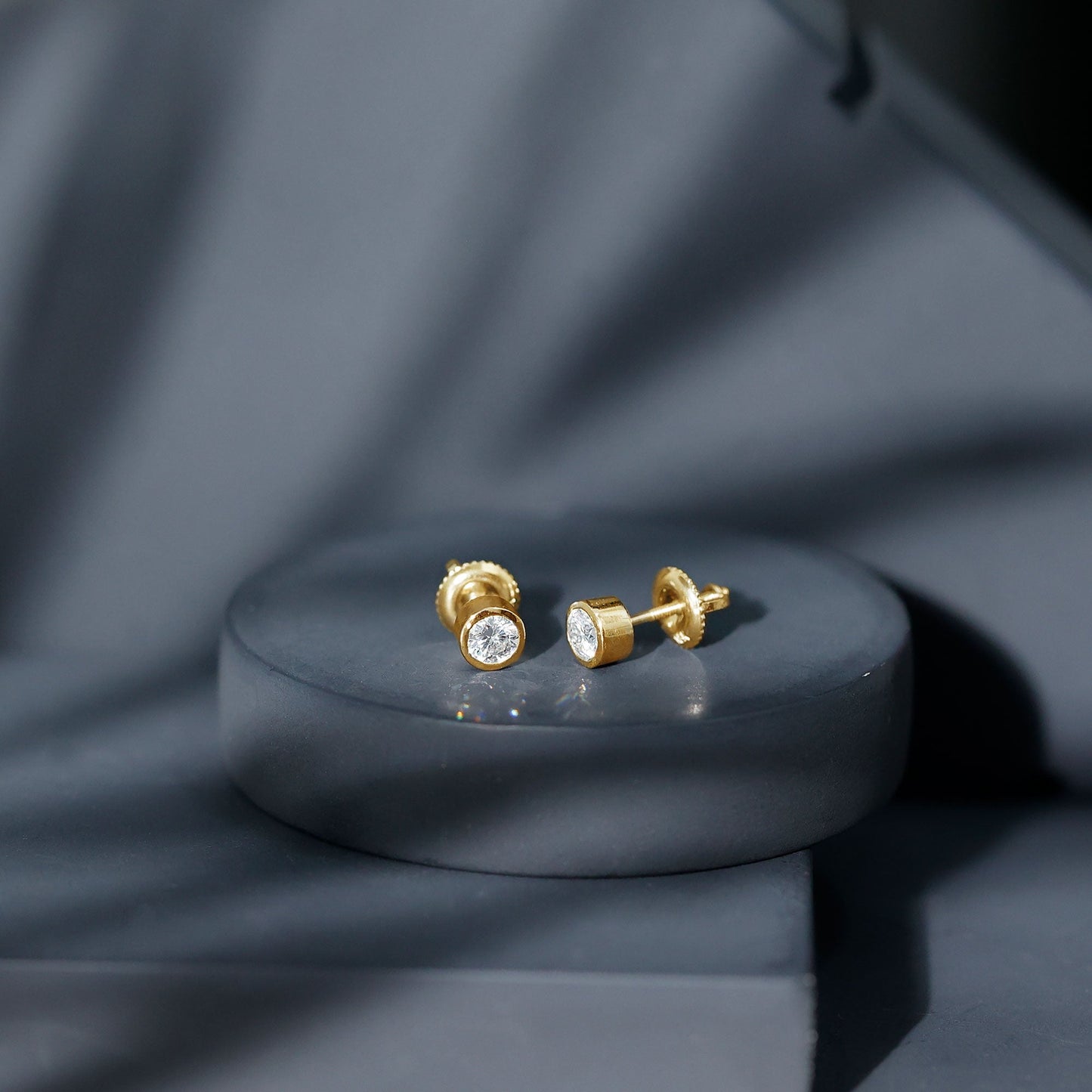 Bezel Set Lab Grown Diamond Solitaire Stud Earrings