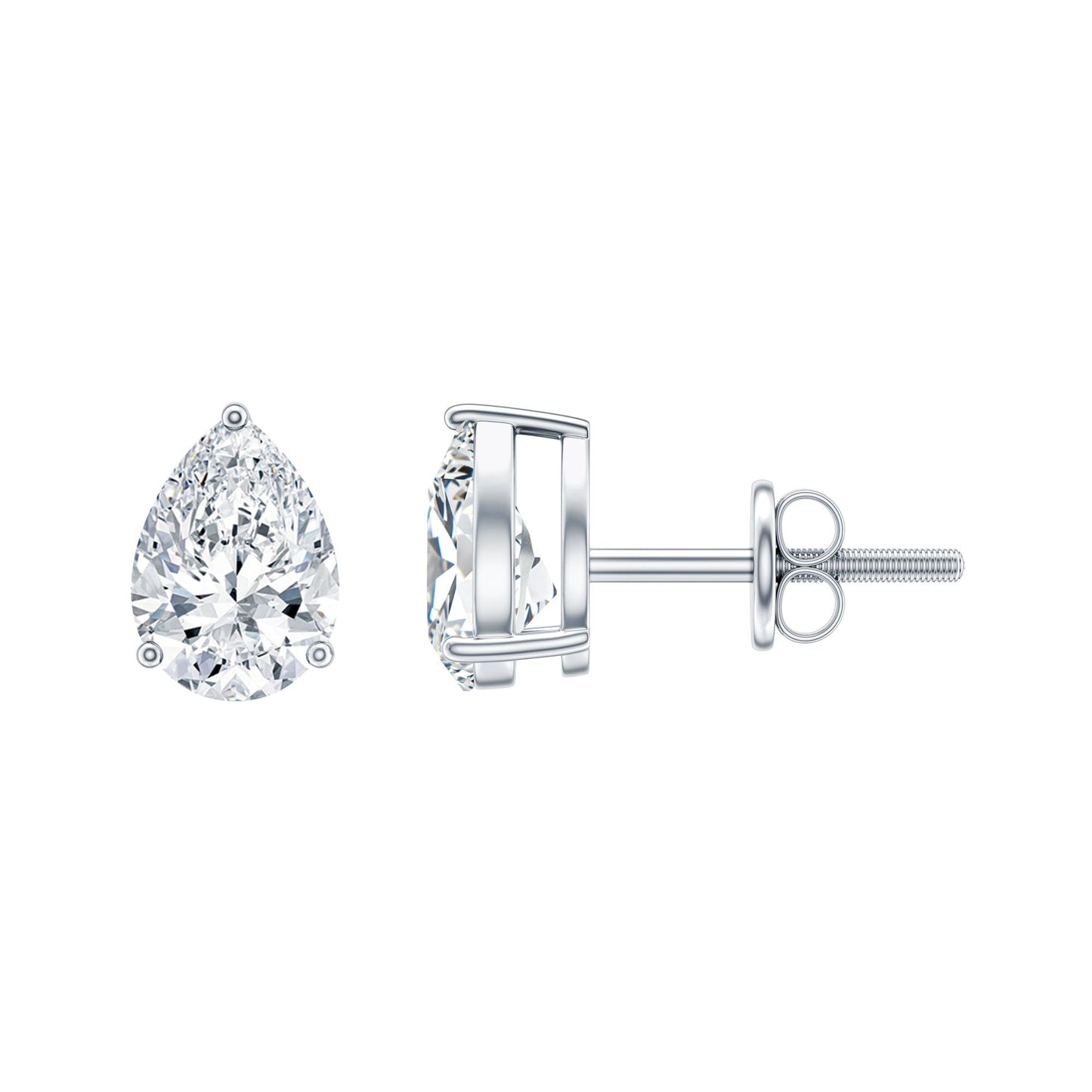Certified 2.6 Carat Diamond Teardrop Earrings With Screw Back