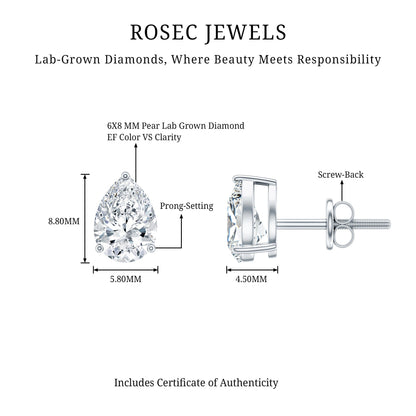 Certified 2.6 Carat Diamond Teardrop Earrings With Screw Back