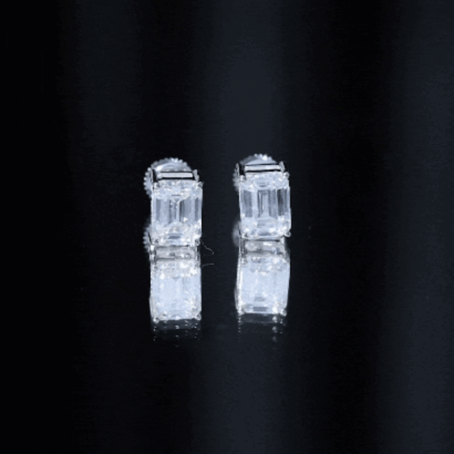 Emerald Cut Lab Created Diamond Stud Earrings