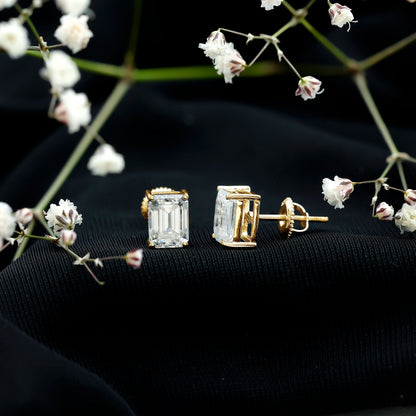 Emerald Cut Lab Created Diamond Stud Earrings