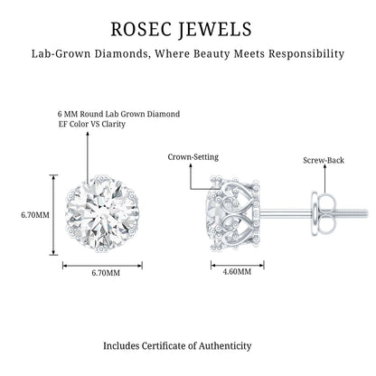 Certified Lab Created Diamond Crown Earrings for Women