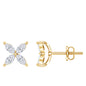 Certified Lab Grown Diamond Flower Earrings With Screw Back