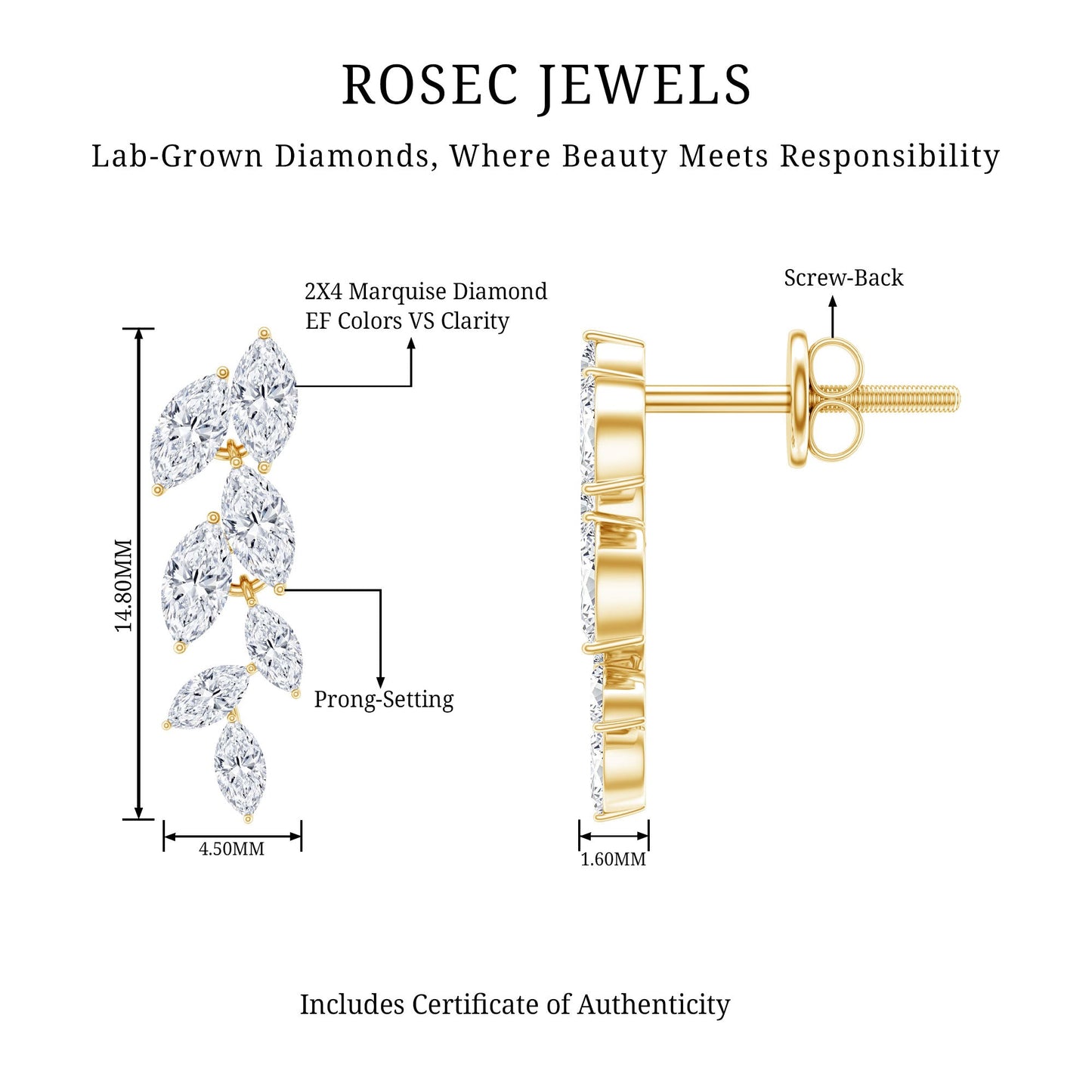 Certified Lab Grown Diamond Dangling Earrings for Women