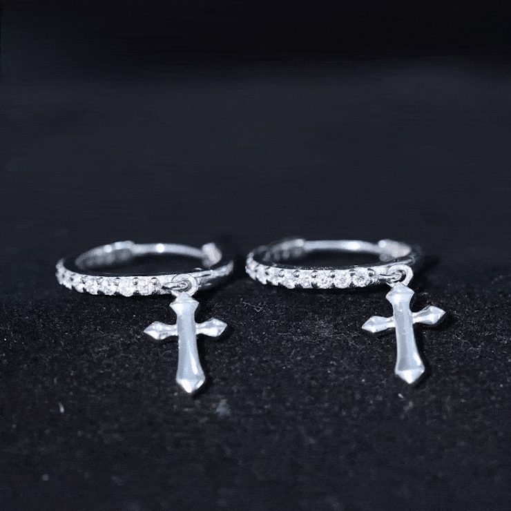 Lab Grown Diamond Holy Cross Hoop Drop Earrings For Women