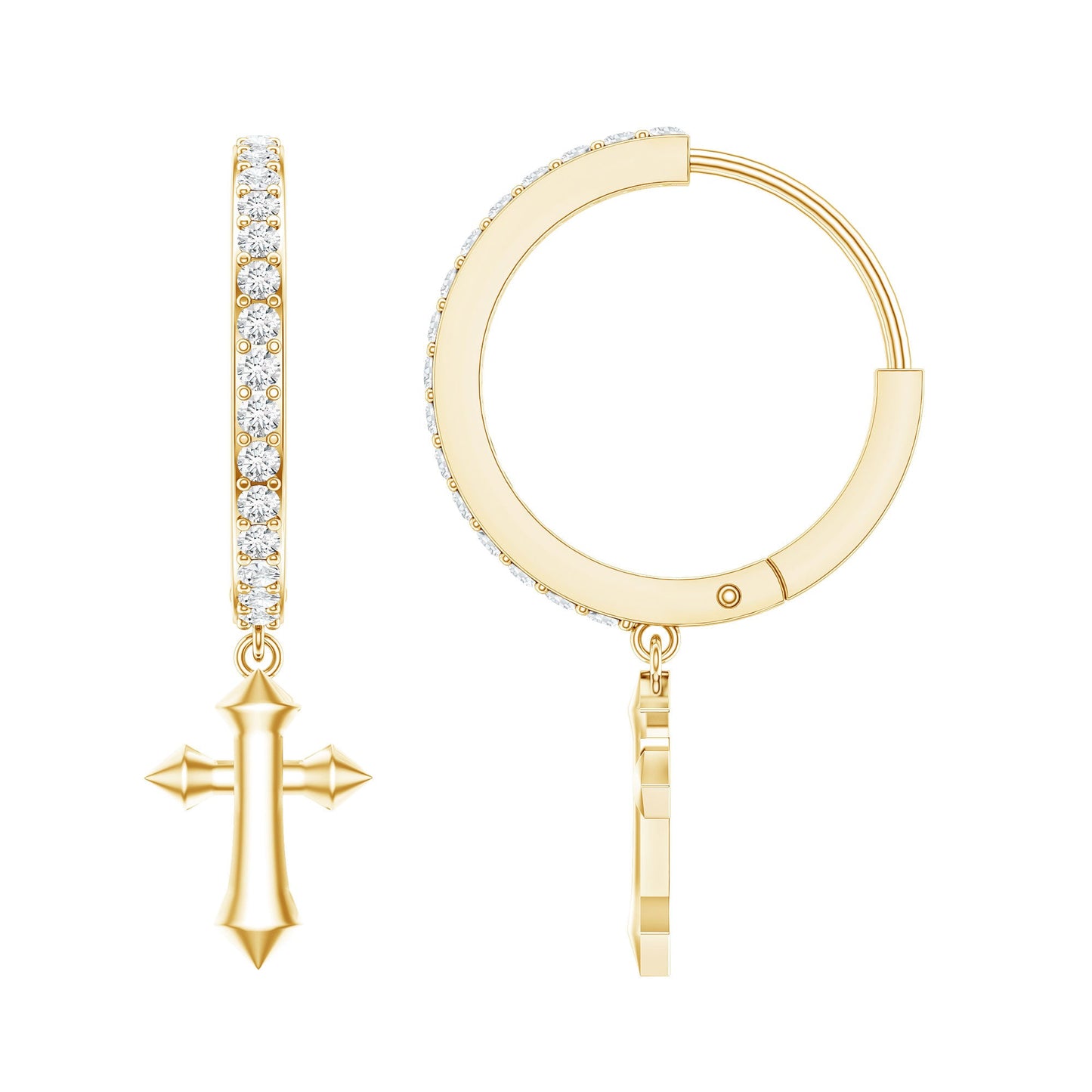 Lab Grown Diamond Holy Cross Hoop Drop Earrings For Women